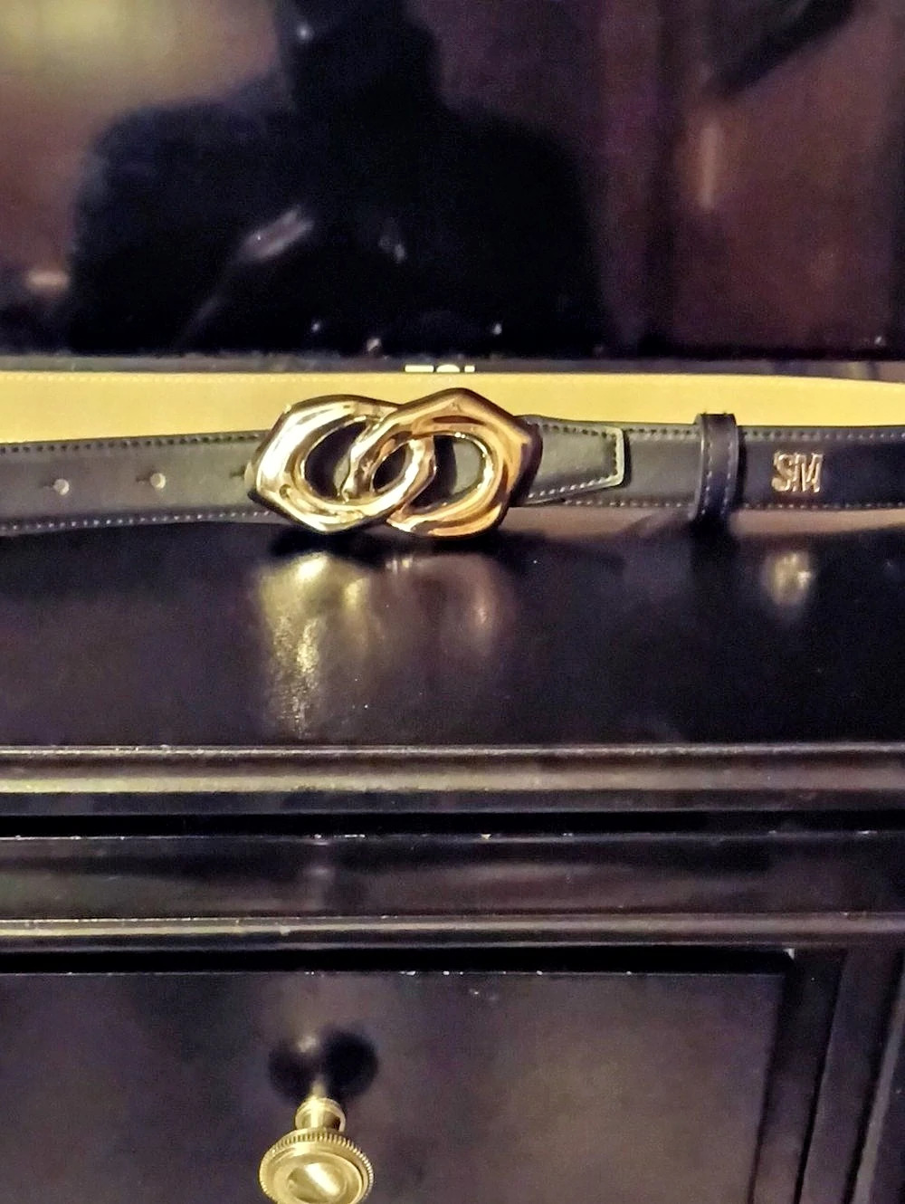 Steve Madden Black Belt with Gold-Tone Buckle Like New